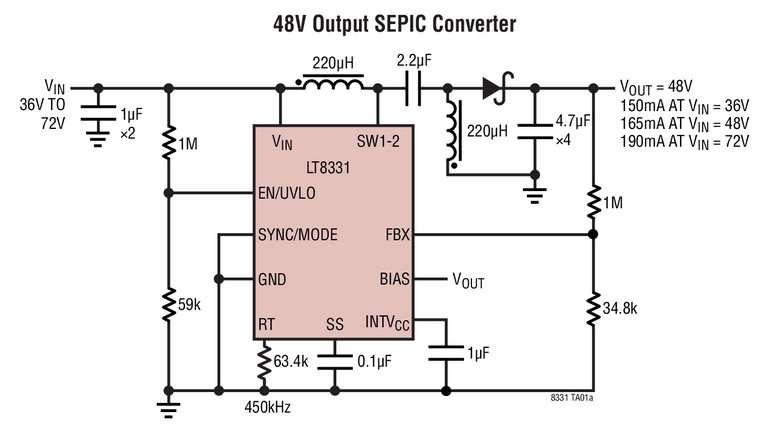 Convertisseur DC/DC �l�vateur / SEPIC / flyback/ inverseur, 140V, 500mA