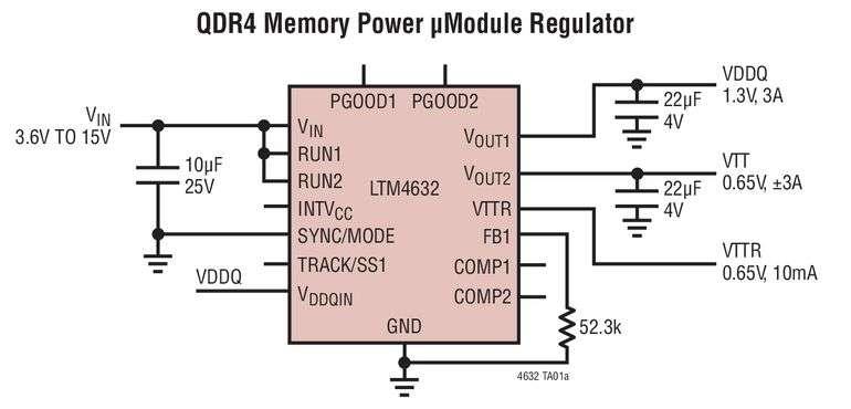 R�gulateur �Module pour SRAM DDR et QDR4, fonctionnant de 3,3V � 15V en entr�e, convient � un PCB de 0,5cm2