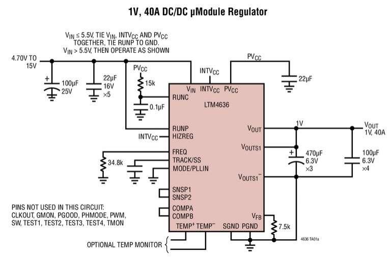 R�gulateur �Module 40A, l�inductance superpos�e au bo�tier 3D am�liore la conduction thermique pour un fonctionnement � temp�rature plus basse