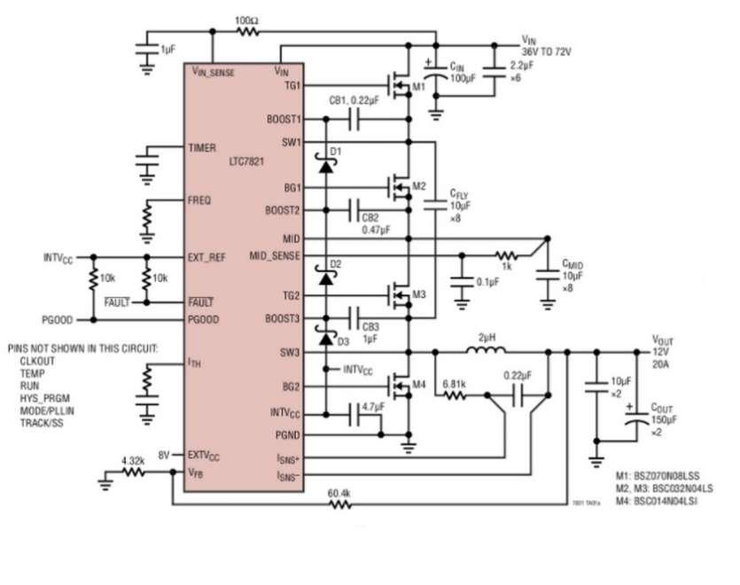 Nouveau contr�leur abaisseur hybride DC/DC 72V par ADI 50 % plus compact que les architectures classiques