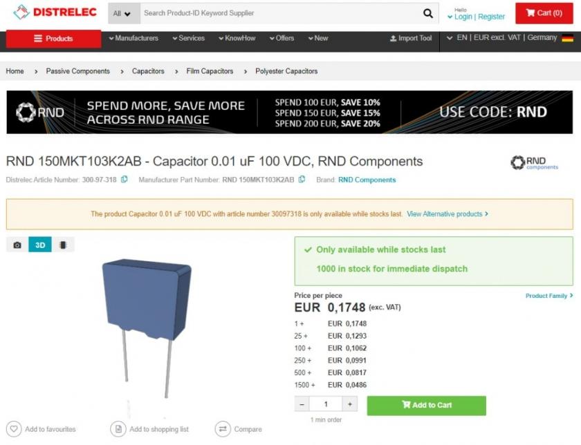 Distributeur majeur de composants �lectroniques, d�automatisation et de technologie de mesure, Distrelec est devenu partenaire de TraceParts pour l�implantation de mod�les 3D sur son site internet