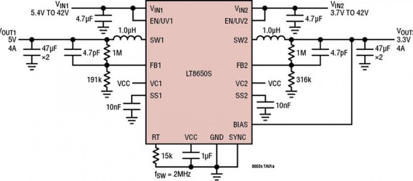 Nouveaux convertisseurs abaisseurs double sortie Silent Switcher d�Analog Devices
