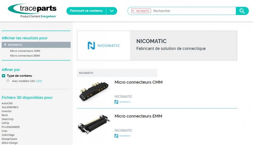 Les micro-connecteurs haute performance de Nicomatic maintenant disponibles sur traceparts.com